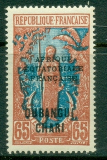 Ubangi-Shari-1924-33-Middle-Congo-Bakalois-Woman-Opt-Afrique-Equatorial-Francaise-65c-MLH