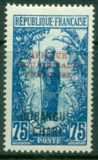 Ubangi-Shari-1924-33-Middle-Congo-Bakalois-Woman-Opt-Afrique-Equatorial-Francaise-75c-MLH_1