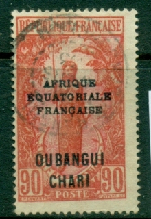 Ubangi-Shari-1924-33-Middle-Congo-Bakalois-Woman-Opt-Afrique-Equatorial-Francaise-90c-FU