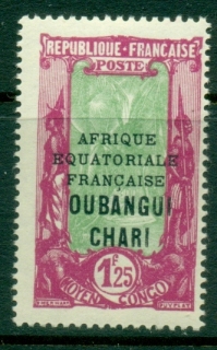 Ubangi-Shari-1924-33-Middle-Congo-Coconut-Grove-Opt-Afrique-Equatorial-Francaise-1.25f-MLH