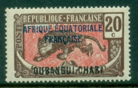 Ubangi-Shari-1924-33-Middle-Congo-Leopard-Opt-Afrique-Equatorial-Francaise-20c-MLH