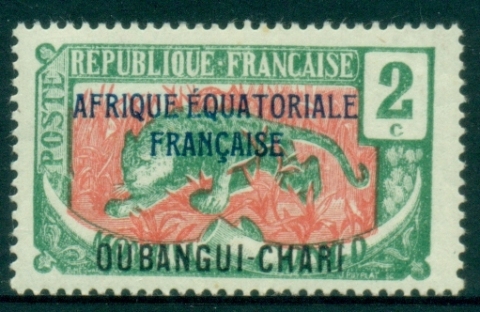 Ubangi-Shari-1924-33-Middle-Congo-Leopard-Opt-Afrique-Equatorial-Francaise-2c-MLH