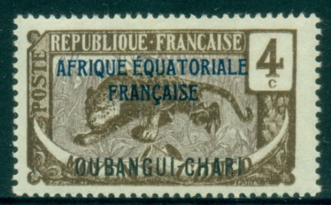 Ubangi-Shari-1924-33-Middle-Congo-Leopard-Opt-Afrique-Equatorial-Francaise-4c-MLH_1