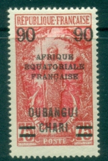 Ubangi-Shari-1927-Middle-Bakalois-Woman-Grove-Opt-Afrique-Equatorial-Francaise-90c-on-75c