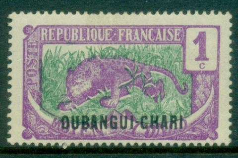 Ubangi-Shari-1922-Middle-Congo-Leopard-Opt-OUBANGI-CHARI-1c-MLH
