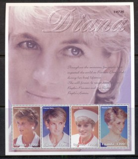 Uganda-1997 Princess Diana in Memoriam MS