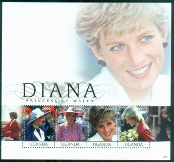 Uganda-2007 Princess Diana in Memoriam, 10th Anniv., The Queen of Hearts MS