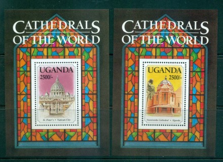 Uganda-1993-Cathederals-of-the-World-2x-MS-MUH-Lot55283