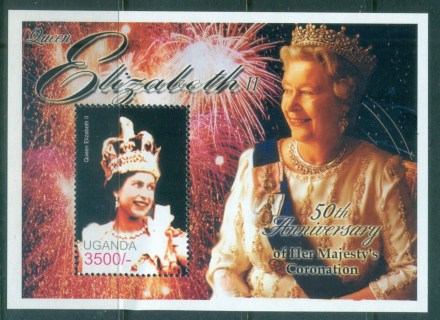 Uganda-2003-QEII-Coronation-50th-3500-MS-MUH