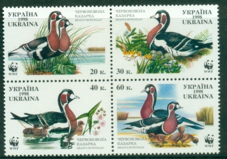 Ukraine-1998-WWF-Endangered-Species-The-Red-breasted-Goose-MUH