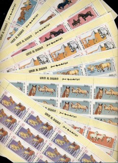 Umm-al-Qiwain-1969-Mi314A-322A-Horses-9xsheet12-MUH