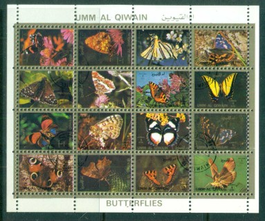 Umm-al-Qiwain-1972-Butterflies-small-size-Sheetlet-CTO