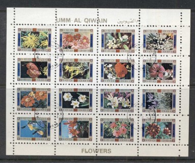 Umm-al-Qiwain-1972-Flowers-small-sheetlet-Mi1050-65-CTO