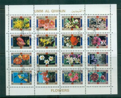 Umm-al-Qiwain-1972-Flowers-small-size-Sheetlet-CTO