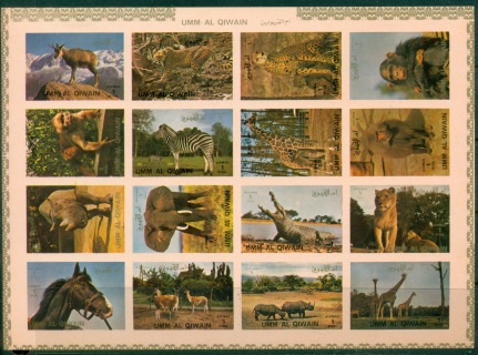 Umm-al-Qiwain-1972-Mi1002B-1015B-Wild-Animal-sheetlet-IMPERF-MLH