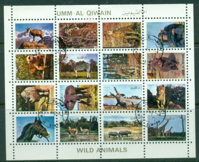 Umm-al-Qiwain-1972-Mi1018-1033-Wild-Animal-sheetlet-small-size-CTO