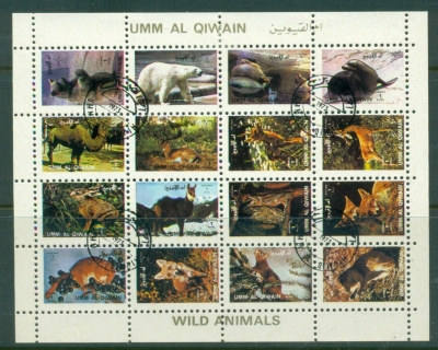 Umm-al-Qiwain-1972-Mi1146-1161-Wild-Animals-small-size-sheetlet-CTO