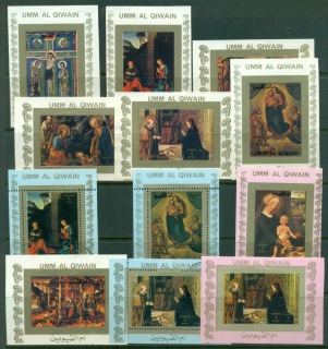 Umm-al-Qiwain-1972-Mi1162-1177-Life-of-Christ-Paintings-II-12xDLMS-Assorted-MLH-CTO