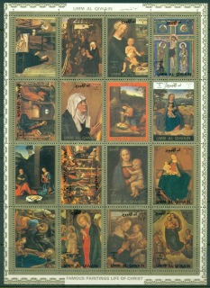 Umm-al-Qiwain-1972-Mi1162-1177-Life-of-Christ-Paintings-II-sheetlet-CTO