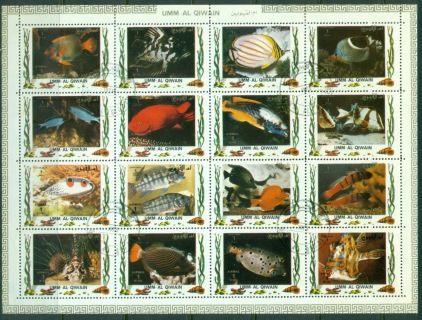 Umm-al-Qiwain-1972-Mi1306-1321-Tropical-Fish-I-sheetlet-CTO