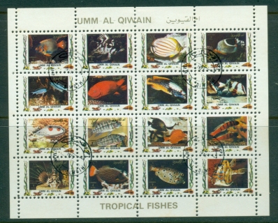 Umm-al-Qiwain-1972-Mi1322-1337-Tropical-Fish-I-small-size-sheetlet-CTO