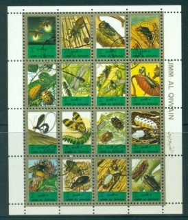 Umm-al-Qiwain-1972-Mi1354-1369-Insects-small-size-sheetlet-CTO