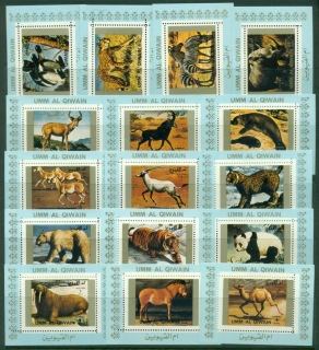 Umm-al-Qiwain-1972-Mi1370-1385-Animals-in-Danger-of-Extinction-Blue-Perf-16xDLMS-MLH