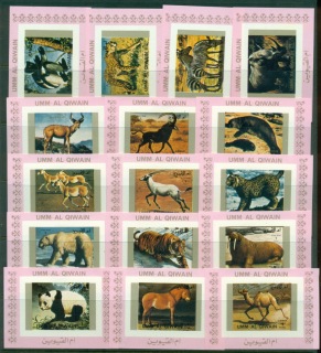 Umm-al-Qiwain-1972-Mi1370-1385-Animals-in-Danger-of-Extinction-Pink-IMPERF-16xDLMS-MLH