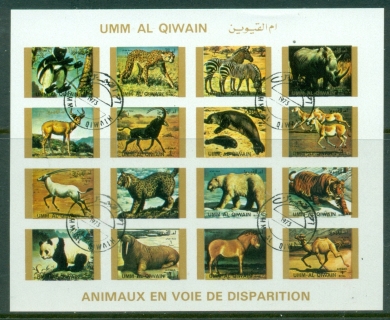 Umm-al-Qiwain-1972-Mi1386-14015-Animals-in-Danger-of-Extinction-small-size-sheetlet-IMPERF-CTO