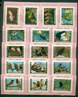 Umm-al-Qiwain-1972-Mi1402-1417-Birds-II-Pink-IMPERF-16xDLMS-MLH