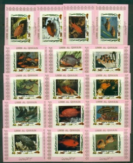 Umm-al-Qiwain-1972-Mi1466-1481-Tropical-Fish-II-Pink-IMPERF-16xDLMS-MLH