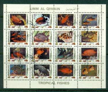 Umm-al-Qiwain-1972-Mi1482-1497-Tropical-Fish-II-small-size-sheetlet-CTO