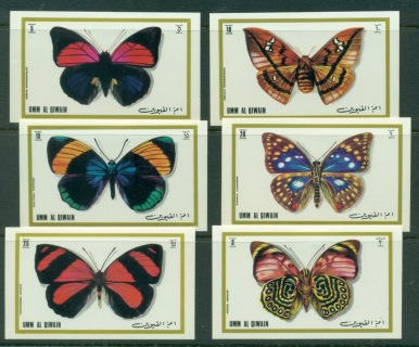 Umm-al-Qiwain-1972-Mi623B-628B-Moths-Butterflies-IMPERF-MLH