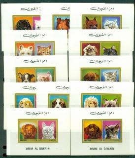 Umm-al-Qiwain-1972-Mi662-673-Cats-Dogs-12xDLMS-MLH