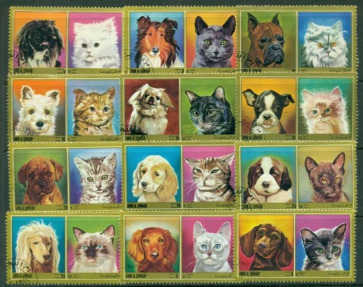 Umm-al-Qiwain-1972-Mi662-673-Cats-Dogs-CTO