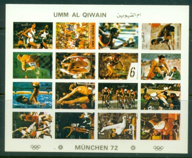 Umm-al-Qiwain-1972-Mi954-969-Summer-Olympics-Munich-sheetlet-small-size-IMPERF-card-MLH