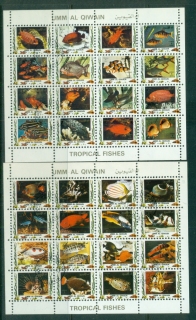 Umm-al-Qiwain-1973-Tropical-Fishes-Small-size-2xSheetlet-CTO