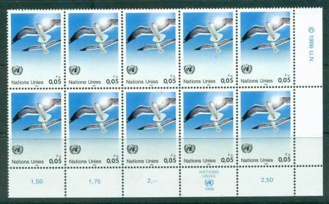 UN-Geneva-1986-Doves-Sun-Imprint-Blk-10-MUH-lot41022