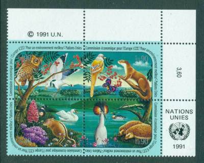 UN-Geneva-1991-Economic-Commission-Birds-Blk-4-MUH-lot40941