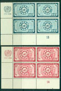 UN-New-York-1956-Honouring-the-ITU-Plate-Imprint-Blk-4-MUH-lot40882