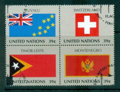 UN-New-York-2007-Flags-Blk-4-CTO-lot65922