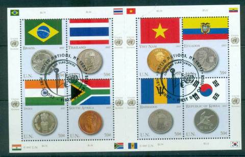 UN-New-York-2007-Flags-Coins-MS-CTO-lot66025