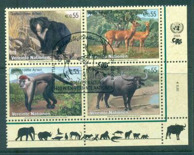 UN-Vienna-2004-Endangered-Species-Blk-4-CTO-lot66075