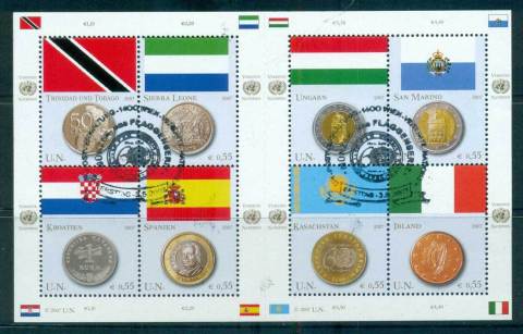 UN-Vienna-2007-Flags-Coins-MS-CTO-lot66102