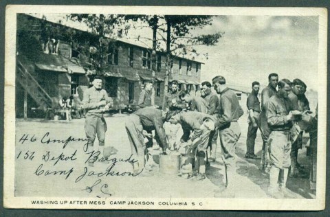 USA-1918-Washing-up-after-mess-Camp-Jackson-Army-Barracks-Columbia-SC