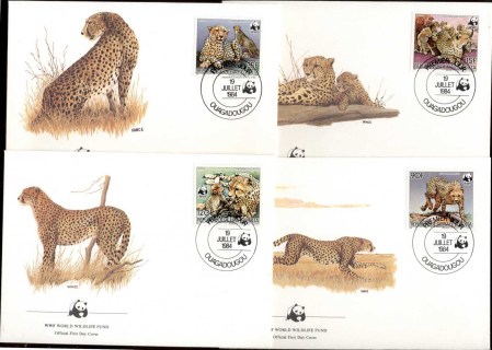 Upper-Volta-1984 WWF Cheetah 4xFDC