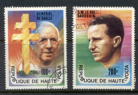 Upper-Volta-1977-De-Gaulle-King-Baudouin-CTO