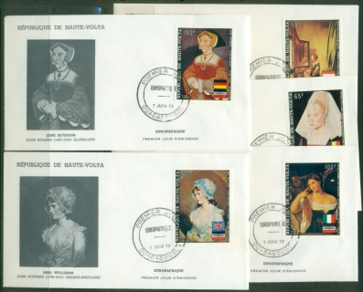 Upper-Volta-1973-Europ-Afrique-Art-IMPERF-5x-FDC