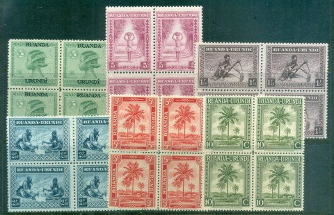 Ruanda-Urundi-1927-on-Pictorials-Asst-blocks-MUH