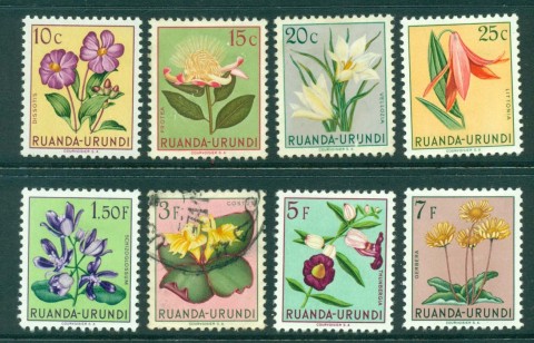 Ruanda-Urundi-1953-Flowers-Asst-8-MH-FU-Lot30857